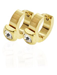 BM Jewellery Náušnice malé kroužky zlaté se zirkonem z chirurgické oceli S945100
