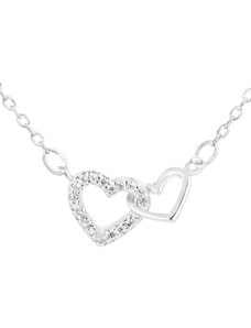 EVOLUTION GROUP Stříbrný náhrdelník se zirkonem bílé srdce 12018.1