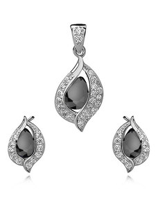 OLIVIE Sada stříbrných šperků LUNA BLACK 2995