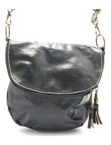 MagBag Dámská kožená kabelka na rameno půlkruh černá