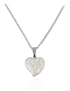 BM Jewellery Dámský náhrdelník srdce se zirkony Valentýn z chirurgické oceli S954090