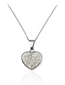 BM Jewellery Dámský náhrdelník srdce se zirkony Valentýn z chirurgické oceli S955090