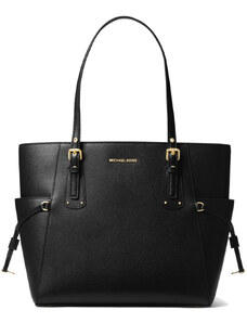 Michael Kors Voyager Crossgrain Leather Tote Black