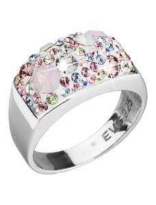EVOLUTION GROUP Stříbrný prsten s krystaly Swarovski růžový 35014.3 magic rose