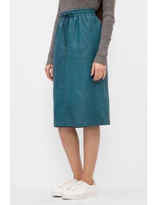 PEPE JEANS kožená tyrkysová sukně CAROL modrá