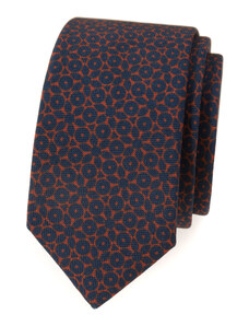 Avantgard Tmavě modrá luxusní matná slim kravata se vzorem