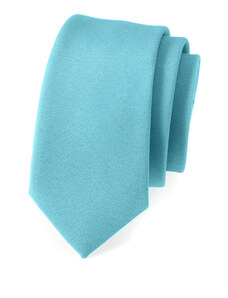 Avantgard Světle tyrkysová luxusní matná slim kravata