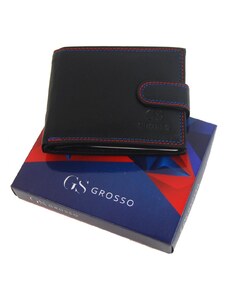 Barebag Černá pánská kožená peněženka se zápinkou v krabičce GROSSO