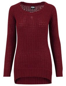 UC Ladies Dámský svetr s dlouhým širokým výstřihem vínové barvy