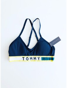 Tommy Hilfiger Tommy Hilfiger Blue Run exkluzivní tmavě modrá sportovní podprsenka Bralette s nápisem - S / Tmavě modrá / Tommy Hilfiger