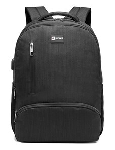 Kono Klasický městský batoh Luno s USB portem - černý - 18L