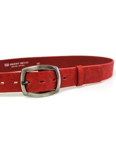 Penny Belts - Jaroměř Červený vzorovaný kožený dámský opasek 100 cm- Penny Belts