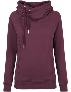 Mikina Urban Classics Ladies Raglan High Neck Hoody - cherry