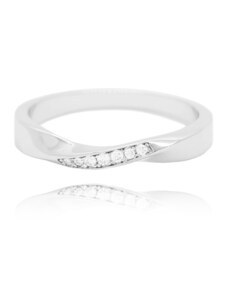 MINET Kroucený stříbrný prsten s bílými zirkony vel. 57 JMAN0145SR57