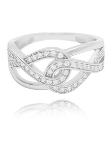 MINET Stříbrný prsten s bílými zirkony vel. 62 JMAN0141SR62