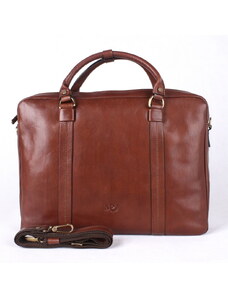 Luxusní kožená hladká hnědá business taška do ruky Marta Ponti no. 834