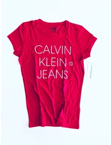 Calvin Klein Calvin Klein Jeans Logo Red pohodlné červené triko s nápisem CKJ - XS / Červená / Calvin Klein