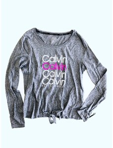 Calvin Klein Calvin Klein Performance Logo ll Grey pohodlné sportovní triko s nápisy - S / Tmavě šedá / Calvin Klein