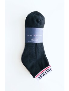 Tommy Hilfiger Tommy Hilfiger Crew Logo pohodlné ponožky s logem 3 páry - UNI / Černá / Tommy Hilfiger