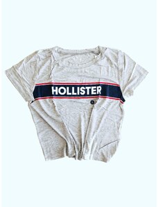 Hollister Hollister Logo Grey stylový šedý Crop Top s nápisem - S / Šedá / Hollister