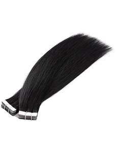 Vlasové PU pásky tape in na prodlužování vlasů 60cm 01 - černá jako uhel