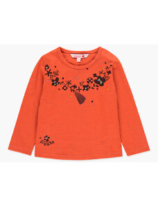Boboli Dívčí tričko flitrové Květy Clay oranžové
