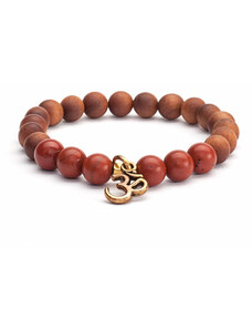 Bodhi Yoga Bodhi Mala náramek červený jaspis / santalové dřevo s OM amuletem