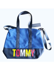Tommy Hilfiger Tommy Hilfiger Icon Tape stylová modrá taška s barevným nápisem Tommy - UNI / Modrá / Tommy Hilfiger