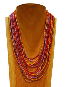 Touch of Bali / Wood & Beads Masivní náhrdelník s ebenovým zapínáním červený