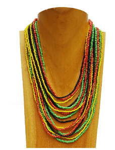 Touch of Bali / Wood & Beads Masivní náhrdelník s ebenovým zapínáním rasta