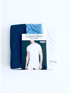 Calvin Klein Calvin Klein pohodlná bavlněná trika Slim Fit s mini nápisem 3 ks - M / Modrá / Calvin Klein