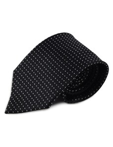 Šlajfka Černá hedvábná kravata s decentním bílým vzorkem