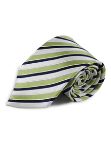Šlajfka Zelená proužkovaná hedvábná kravata (bílá, černá)