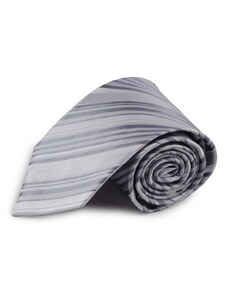 Šlajfka Stříbrná proužkovaná mikrovláknová kravata