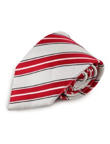 Šlajfka Proužkovaná mikrovláknová kravata (bílá, červená)