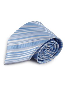 Šlajfka Světle modrá mikrovláknová kravata s pruhy (bílá)