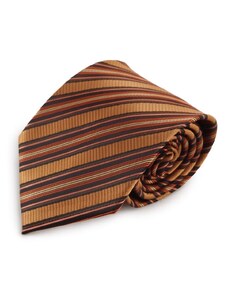 Šlajfka Hnědá (měděná) proužkovaná mikrovláknová kravata