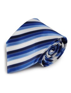 Šlajfka Modrá mikrovláknová kravata s proužky (bílá)