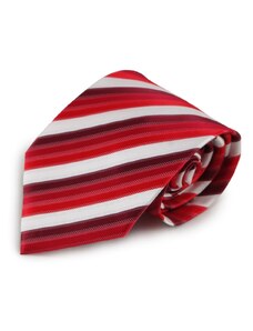 Šlajfka Červená mikrovláknová kravata s proužky (bílá)