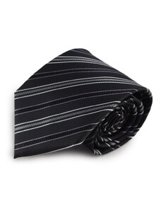 Šlajfka Černá mikrovláknová kravata s proužky (bílá)