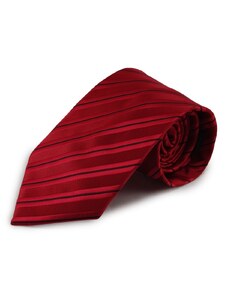 Šlajfka Červená mikrovláknová kravata s decentními černými proužky