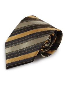 Šlajfka Hnědá mikrovláknová kravata s proužky (černá)