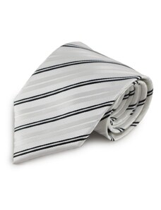 Šlajfka Bílá mikrovláknová kravata s decentními proužky (černá)