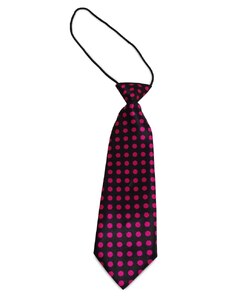 Šlajfka Dětská černá kravata s růžovými puntíky