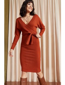 Olalook Women's Tile Double Breasted Belted Sweater Dress