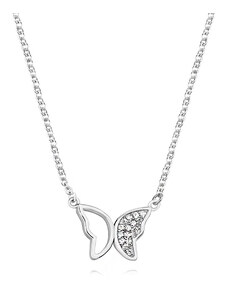 Klenoty Amber Stříbrný náhrdelník přívěsek motýl se zirkony