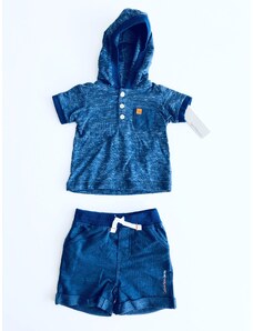 Calvin Klein Calvin Klein Jeans Logo Blue stylové chlapecké triko krátký rukáv s kapucí a kraťasy set 2 ks - Dítě 3-6 měsíců / Tmavě modrá / Calvin Klein / Chlapecké