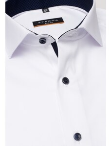 ETERNA Slim Fit pánská košile bílá neprosvítající s tmavě modrým kontrastem Non iron