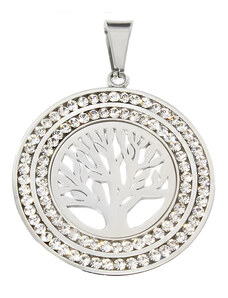 BM Jewellery Přívěsek strom života z chirurgické oceli se zirkony S973100