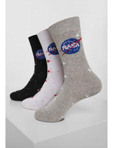 MT Accessoires Ponožky NASA Insignia 3-Pack černá/šedá/bílá